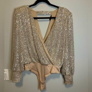 Dynamite Gold Sequin Blouse